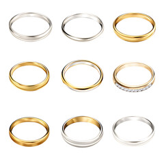Collection of wedding rings for both men and women png