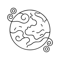 earth with wind swirl icon, earth with wind swirl line art - simple line art of earth with wind swirl, perfect for earth with wind swirl logos and icons