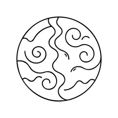 earth with wind swirl icon, earth with wind swirl line art - simple line art of earth with wind swirl, perfect for earth with wind swirl logos and icons