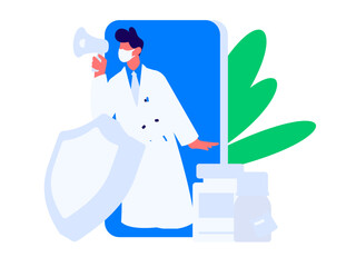 Obraz premium Medical characters fighting the epidemic flat vector concept operation hand drawn illustration 
