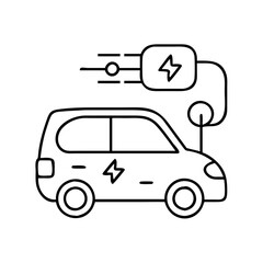 electric car icon, electric car line art - simple line art of electric car, perfect for electric car logos and icons