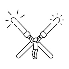 electric dance glow sticks icon, electric dance glow sticks line art - simple line art of electric dance glow sticks, perfect for electric dance glow sticks logos and icons