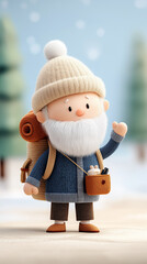 Cheerful Cartoon Winter Traveler