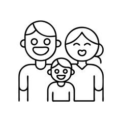family smiling icon, family smiling line art - simple line art of family smiling, perfect for family smiling logos and icons