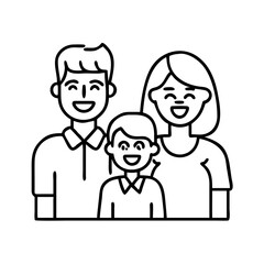 family smiling icon, family smiling line art - simple line art of family smiling, perfect for family smiling logos and icons