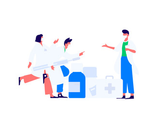 Medical characters fighting the epidemic flat vector concept operation hand drawn illustration
