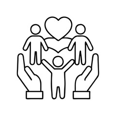 family support icon, family support line art - simple line art of family support, perfect for family support logos and icons