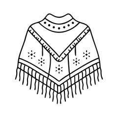 festive poncho icon, festive poncho line art - simple line art of festive poncho, perfect for festive poncho logos and icons