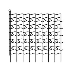 Fototapeta premium field of flags icon, field of flags line art - simple line art of field of flags, perfect for field of flags logos and icons