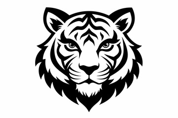 Fototapeta premium Detailed Tiger Head Tattoo Linework Silhouette Vector