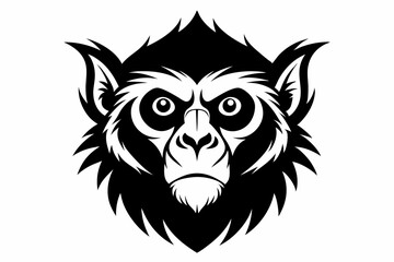 Gibbon Head Black Silhouette Vector Illustration