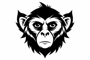 Gibbon Head Black Silhouette Vector Illustration