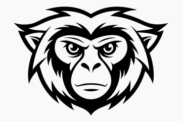 Gibbon Head Outline Vector Illustration