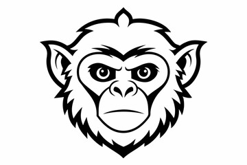 Gibbon Head Outline Vector Illustration