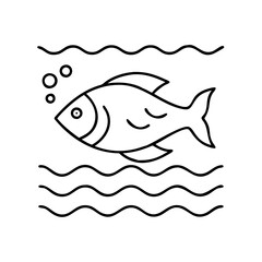 fish in water icon, fish in water line art - simple line art of fish in water, perfect for fish in water logos and icons