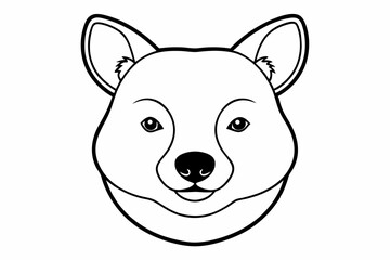 Quokka Head Outline Vector Illustration