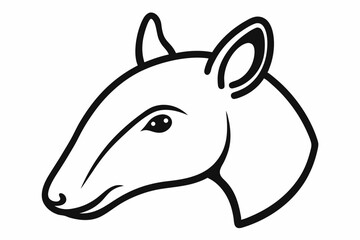 Tapir Head Outline Vector Illustration
