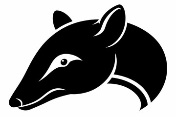 Tapir Head Black Silhouette Vector Illustration