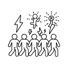 flash mob icon, flash mob line art - simple line art of flash mob, perfect for flash mob logos and icons