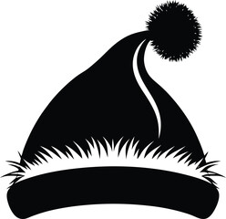 Santa Hat Silhouette in Black | Festive Holiday Headwear Vector for Crafts, Prints & Design