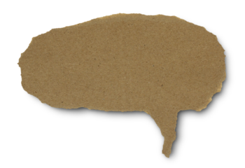 blank recycled paper speech bubbles with shadow on transparent background