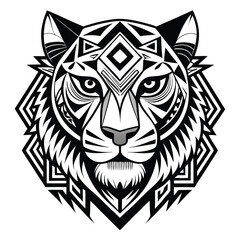 a bold stylized tattoo inspired design featuring tiger head