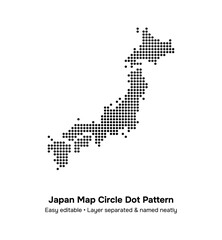 Obraz premium Stylized Japan map, consists of circle dot pattern