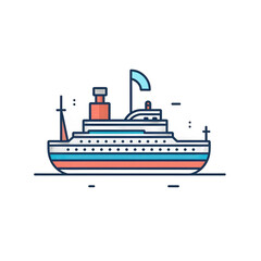 Obraz premium A vibrant illustration of a cruise ship sailing on calm waters, with a clear sky in the background, symbolizing leisure and travel adventures , isolated on white or transparent png