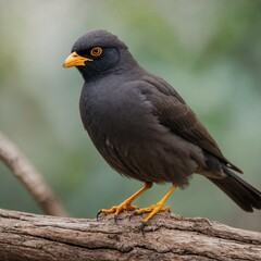 Jungle Myna bird on piece of wood
