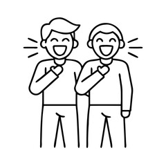 friends laughing together icon, friends laughing together line art - simple line art of friends laughing together, perfect for friends laughing together logos and icons