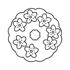 frosted doughnut with edible flowers icon