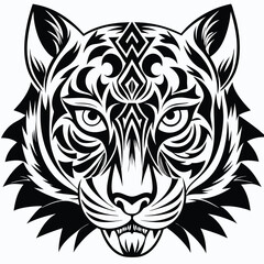 a striking black and white vector design of a tiger