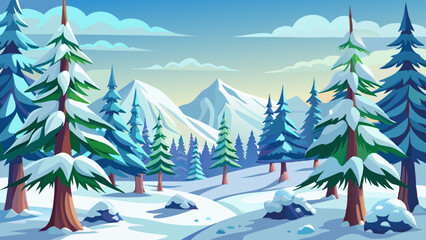 Fir woodland with snow nobody