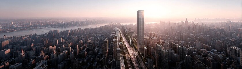 Obraz premium Daytime futuristic metropolis, hyper-clean and efficient city design, self-sustaining eco-buildings, digital energy grids, AI-driven pedestrian systems, utopian aesthetic, grand-scale modernism,