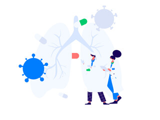 Medical characters fighting the epidemic flat vector concept operation hand drawn illustration
