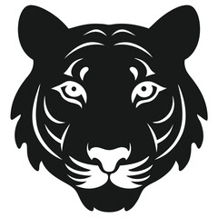 minimalist black silhouette of a tiger s head from