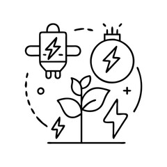 green energy icon, green energy line art - simple line art of green energy, perfect for green energy logos and icons