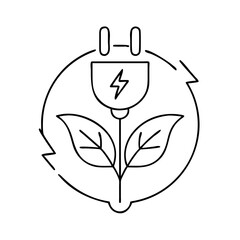 green energy icon, green energy line art - simple line art of green energy, perfect for green energy logos and icons