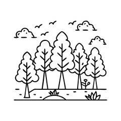 green forest icon, green forest line art - simple line art of green forest, perfect for green forest logos and icons
