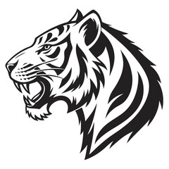 tiger head black silhouette icon