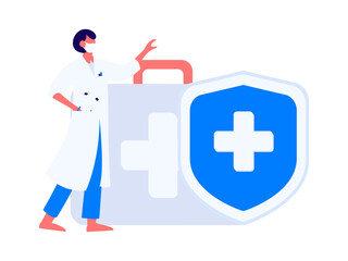 Medical characters fighting the epidemic flat vector concept operation hand drawn illustration
