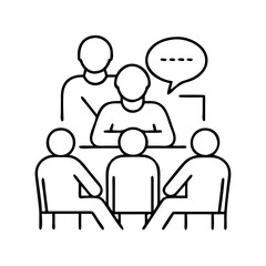 group therapy icon, group therapy line art - simple line art of group therapy, perfect for group therapy logos and icons