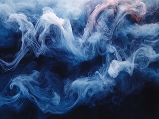 Obraz premium Mystical Ocean: An Abstract Visualization of Smoke, Ink, and Vapor Blending into Deep Blue Depths to Mimic Underwater Currents and Ethereal Movements