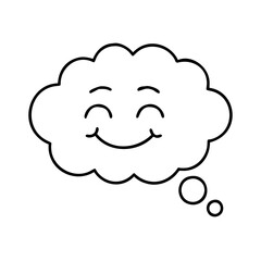 happy thought cloud icon, happy thought cloud line art - simple line art of happy thought cloud, perfect for happy thought cloud logos and icons