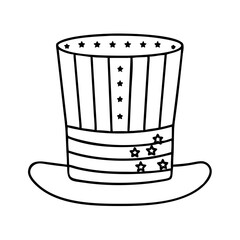 hat with american flag pattern icon, hat with american flag pattern line art - simple line art of hat with american flag pattern, perfect for hat with american flag pattern logos and icons