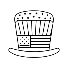 hat with american flag pattern icon, hat with american flag pattern line art - simple line art of hat with american flag pattern, perfect for hat with american flag pattern logos and icons