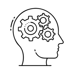 head with gears mental clarity icon, head with gears mental clarity line art - simple line art of head with gears mental clarity, perfect for head with gears mental clarity logos and icons