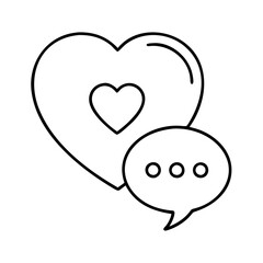 heart and speech bubble icon, heart and speech bubble line art - simple line art of heart and speech bubble, perfect for heart and speech bubble logos and icons