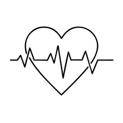 heartbeat line with heart icon, heartbeat line with heart line art - simple line art of heartbeat line with heart, perfect for heartbeat line with heart logos and icons