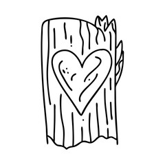 heart carved in tree bark icon, heart carved in tree bark line art - simple line art of heart carved in tree bark, perfect for heart carved in tree bark logos and icons
